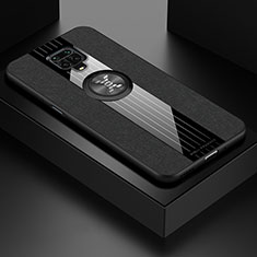 Funda Silicona Carcasa Ultrafina Goma con Magnetico Anillo de dedo Soporte X01L para Xiaomi Redmi Note 9S Negro