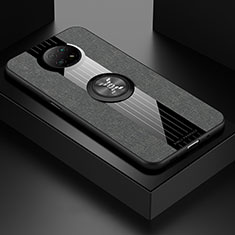 Funda Silicona Carcasa Ultrafina Goma con Magnetico Anillo de dedo Soporte X01L para Xiaomi Redmi Note 9T 5G Gris