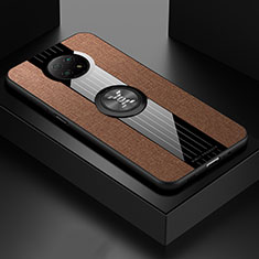 Funda Silicona Carcasa Ultrafina Goma con Magnetico Anillo de dedo Soporte X01L para Xiaomi Redmi Note 9T 5G Marron