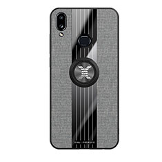 Funda Silicona Carcasa Ultrafina Goma con Magnetico Anillo de dedo Soporte X02L para Samsung Galaxy A10s Gris