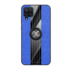 Funda Silicona Carcasa Ultrafina Goma con Magnetico Anillo de dedo Soporte X02L para Samsung Galaxy A12 Nacho Azul