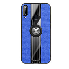 Funda Silicona Carcasa Ultrafina Goma con Magnetico Anillo de dedo Soporte X02L para Samsung Galaxy A20s Azul