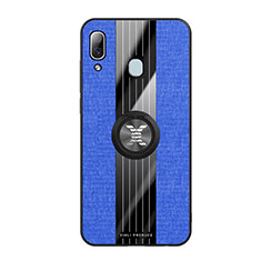 Funda Silicona Carcasa Ultrafina Goma con Magnetico Anillo de dedo Soporte X02L para Samsung Galaxy A30 Azul