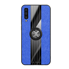 Funda Silicona Carcasa Ultrafina Goma con Magnetico Anillo de dedo Soporte X02L para Samsung Galaxy A30S Azul