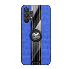 Funda Silicona Carcasa Ultrafina Goma con Magnetico Anillo de dedo Soporte X02L para Samsung Galaxy A32 4G Azul