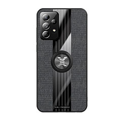 Funda Silicona Carcasa Ultrafina Goma con Magnetico Anillo de dedo Soporte X02L para Samsung Galaxy A52 4G Negro
