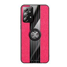 Funda Silicona Carcasa Ultrafina Goma con Magnetico Anillo de dedo Soporte X02L para Samsung Galaxy A52 4G Rojo