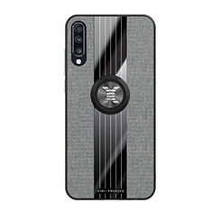 Funda Silicona Carcasa Ultrafina Goma con Magnetico Anillo de dedo Soporte X02L para Samsung Galaxy A70 Gris