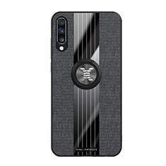 Funda Silicona Carcasa Ultrafina Goma con Magnetico Anillo de dedo Soporte X02L para Samsung Galaxy A70 Negro