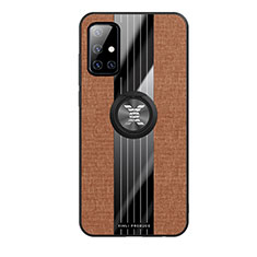 Funda Silicona Carcasa Ultrafina Goma con Magnetico Anillo de dedo Soporte X02L para Samsung Galaxy A71 4G A715 Marron