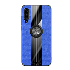 Funda Silicona Carcasa Ultrafina Goma con Magnetico Anillo de dedo Soporte X02L para Samsung Galaxy A90 5G Azul