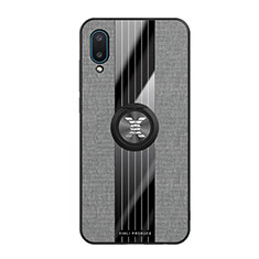 Funda Silicona Carcasa Ultrafina Goma con Magnetico Anillo de dedo Soporte X02L para Samsung Galaxy M02 Gris