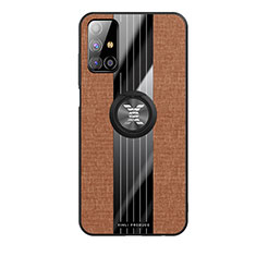 Funda Silicona Carcasa Ultrafina Goma con Magnetico Anillo de dedo Soporte X02L para Samsung Galaxy M31s Marron