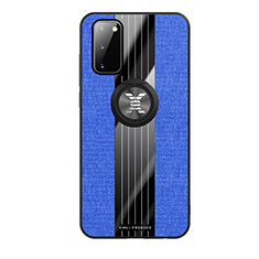 Funda Silicona Carcasa Ultrafina Goma con Magnetico Anillo de dedo Soporte X02L para Samsung Galaxy S20 Azul