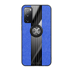 Funda Silicona Carcasa Ultrafina Goma con Magnetico Anillo de dedo Soporte X02L para Samsung Galaxy S20 FE 4G Azul