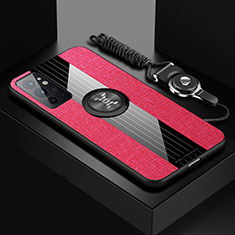 Funda Silicona Carcasa Ultrafina Goma con Magnetico Anillo de dedo Soporte X03L para OnePlus 9RT 5G Rojo