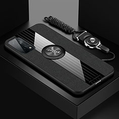 Funda Silicona Carcasa Ultrafina Goma con Magnetico Anillo de dedo Soporte X03L para OnePlus Nord N200 5G Negro