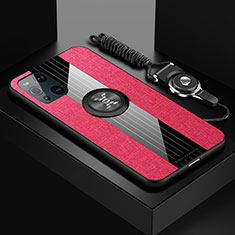 Funda Silicona Carcasa Ultrafina Goma con Magnetico Anillo de dedo Soporte X03L para Oppo Find X3 5G Rojo