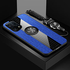 Funda Silicona Carcasa Ultrafina Goma con Magnetico Anillo de dedo Soporte X03L para Oppo Find X5 Pro 5G Azul