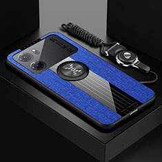 Funda Silicona Carcasa Ultrafina Goma con Magnetico Anillo de dedo Soporte X03L para Oppo K10 5G Azul