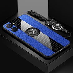 Funda Silicona Carcasa Ultrafina Goma con Magnetico Anillo de dedo Soporte X03L para Realme 9i 5G Azul