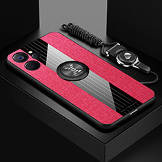 Funda Silicona Carcasa Ultrafina Goma con Magnetico Anillo de dedo Soporte X03L para Realme 9i 5G Rojo