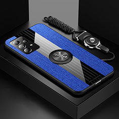 Funda Silicona Carcasa Ultrafina Goma con Magnetico Anillo de dedo Soporte X03L para Samsung Galaxy A32 4G Azul