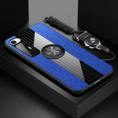 Funda Silicona Carcasa Ultrafina Goma con Magnetico Anillo de dedo Soporte X03L para Xiaomi Mi 10S 5G Azul