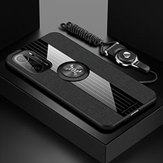 Funda Silicona Carcasa Ultrafina Goma con Magnetico Anillo de dedo Soporte X03L para Xiaomi Mi 11X 5G Negro