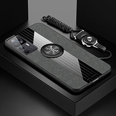 Funda Silicona Carcasa Ultrafina Goma con Magnetico Anillo de dedo Soporte X03L para Xiaomi Mi 12T 5G Gris