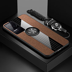 Funda Silicona Carcasa Ultrafina Goma con Magnetico Anillo de dedo Soporte X03L para Xiaomi Poco F4 5G Marron