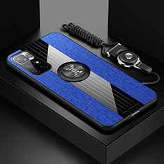 Funda Silicona Carcasa Ultrafina Goma con Magnetico Anillo de dedo Soporte X03L para Xiaomi Poco M4 Pro 5G Azul