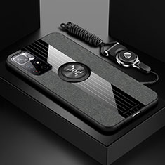 Funda Silicona Carcasa Ultrafina Goma con Magnetico Anillo de dedo Soporte X03L para Xiaomi Poco M4 Pro 5G Gris