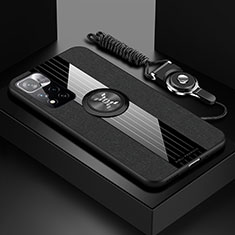 Funda Silicona Carcasa Ultrafina Goma con Magnetico Anillo de dedo Soporte X03L para Xiaomi Poco X4 NFC Negro
