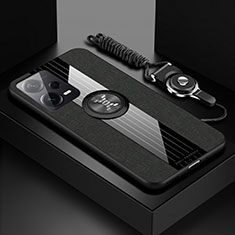 Funda Silicona Carcasa Ultrafina Goma con Magnetico Anillo de dedo Soporte X03L para Xiaomi Poco X5 5G Negro
