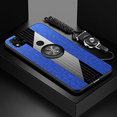 Funda Silicona Carcasa Ultrafina Goma con Magnetico Anillo de dedo Soporte X03L para Xiaomi Redmi 9 Activ Azul