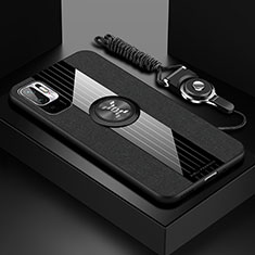Funda Silicona Carcasa Ultrafina Goma con Magnetico Anillo de dedo Soporte X03L para Xiaomi Redmi Note 10T 5G Negro