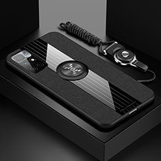 Funda Silicona Carcasa Ultrafina Goma con Magnetico Anillo de dedo Soporte X03L para Xiaomi Redmi Note 11 4G (2021) Negro