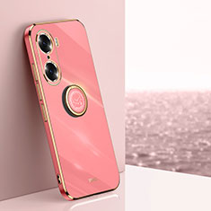 Funda Silicona Carcasa Ultrafina Goma con Magnetico Anillo de dedo Soporte XL1 para Huawei Honor 60 Pro 5G Rosa Roja