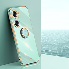 Funda Silicona Carcasa Ultrafina Goma con Magnetico Anillo de dedo Soporte XL1 para Huawei Honor 60 Pro 5G Verde