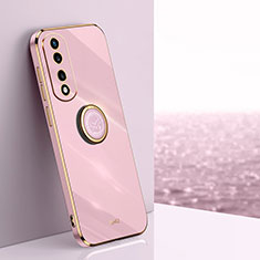 Funda Silicona Carcasa Ultrafina Goma con Magnetico Anillo de dedo Soporte XL1 para Huawei Honor 70 Pro 5G Purpura Claro