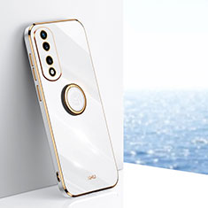 Funda Silicona Carcasa Ultrafina Goma con Magnetico Anillo de dedo Soporte XL1 para Huawei Honor 70 Pro+ Plus 5G Blanco