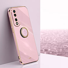 Funda Silicona Carcasa Ultrafina Goma con Magnetico Anillo de dedo Soporte XL1 para Huawei Honor 70 Pro+ Plus 5G Purpura Claro