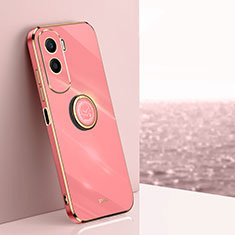 Funda Silicona Carcasa Ultrafina Goma con Magnetico Anillo de dedo Soporte XL1 para Huawei Honor 90 Lite 5G Rosa Roja