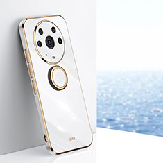 Funda Silicona Carcasa Ultrafina Goma con Magnetico Anillo de dedo Soporte XL1 para Huawei Honor Magic3 Pro 5G Blanco