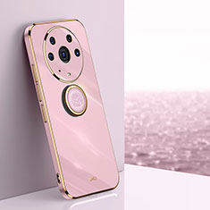 Funda Silicona Carcasa Ultrafina Goma con Magnetico Anillo de dedo Soporte XL1 para Huawei Honor Magic3 Pro 5G Purpura Claro