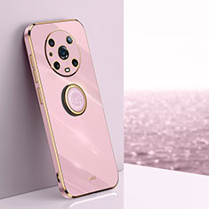 Funda Silicona Carcasa Ultrafina Goma con Magnetico Anillo de dedo Soporte XL1 para Huawei Honor Magic4 Pro 5G Purpura Claro