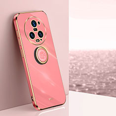 Funda Silicona Carcasa Ultrafina Goma con Magnetico Anillo de dedo Soporte XL1 para Huawei Honor Magic5 Pro 5G Purpura Claro