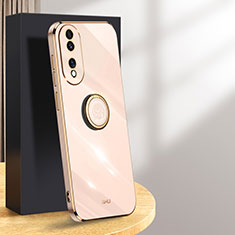 Funda Silicona Carcasa Ultrafina Goma con Magnetico Anillo de dedo Soporte XL1 para Huawei Honor X7b Oro Rosa