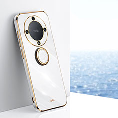 Funda Silicona Carcasa Ultrafina Goma con Magnetico Anillo de dedo Soporte XL1 para Huawei Honor X9a 5G Blanco